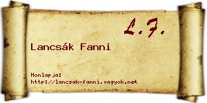 Lancsák Fanni névjegykártya